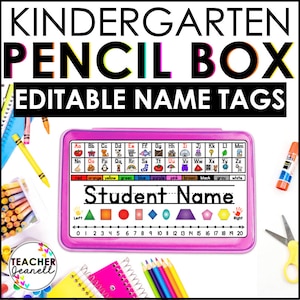 Pencil Box Name Tag for Kindergarten, Editable Pencils Box Name Tags, Pencil Case Labels, Back to School Student Name Tags