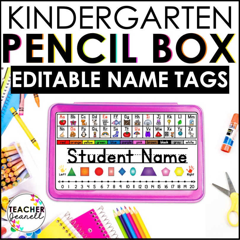 Pencil Box Name Tag for Kindergarten, Pencil Box Label, Back to School Student Name Tags, Editable Pencils Box Name Tags