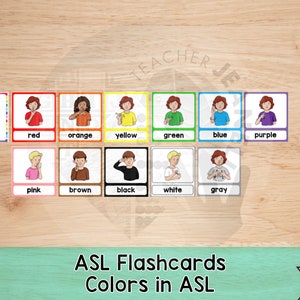 Colors in ASL Flashcards ASL Printable American Sign - Etsy UK