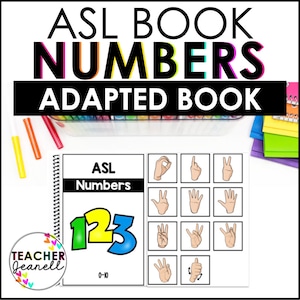Libro adattato numeri ASL, numeri libro ASL interattivi, attività di autocontrollo della lingua dei segni americana, numeri ASL 0-20
