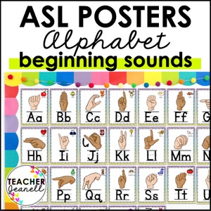 ASL Alphabet Poster Set, American Sign Language Alphabet, ASL Classroom Decor