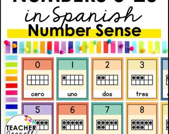 Spanish Numbers 0-20 Poster Set: Bilingual Math Charts (PDF Download)