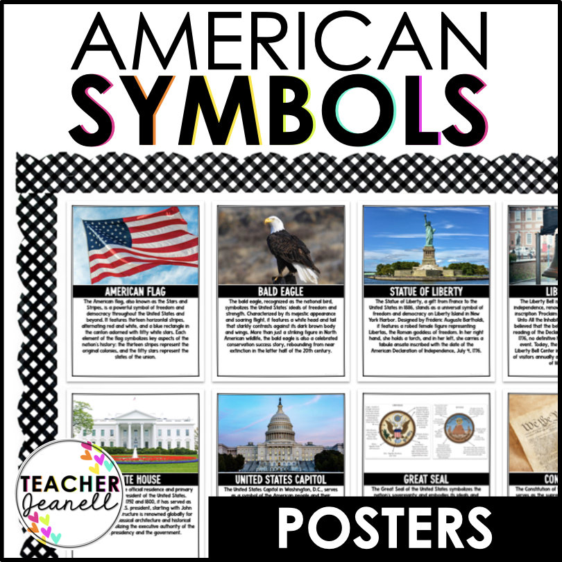 American Symbols Poster Set, Icons of Freedom, Summer Bulletin Board, American History,  Independence Day Posters, 4th of July Posters