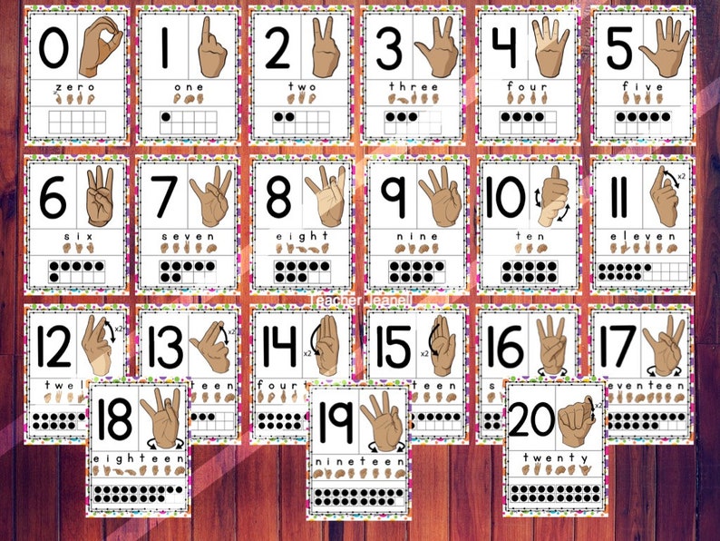asl number posters 0 20 instant download american sign etsy