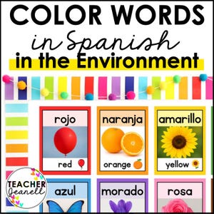 Spanish Posters, Spanish Colors in the Environment Classroom Decor, Bilingual Learning, ESL Vocabulary Visual Aids, Spanish Language Posters