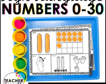 ASL Numbers Play Dough Mats 0-30, ASL Playdough Mats