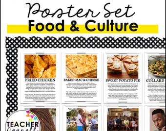 Black History Food & Culture Posters | Black History Month Bulletin Board | Printable Classroom Decor | 21 Poster Set