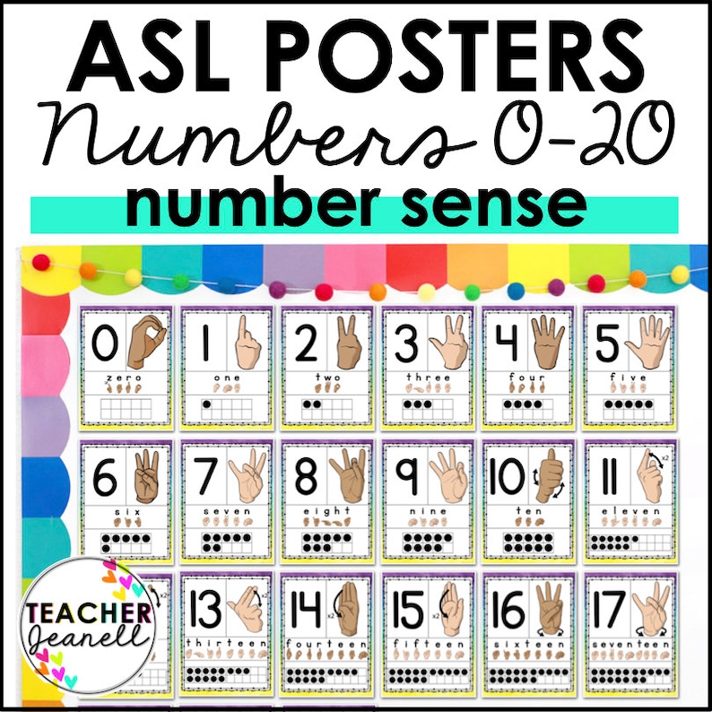 ASL Numbers Posters 0–20 | Sign Language Numbers With Ten Frames ...