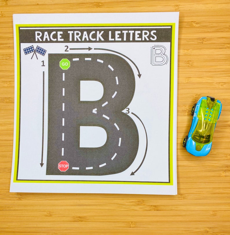 Alphabet Cards Race Track Uppercase Letters Letter Etsy