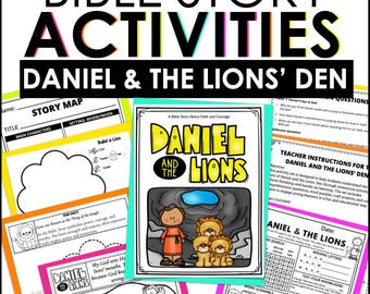 Daniel and the Lions Den Activity Set | Bible Story Lessons for Kids | Sunday School Crafts | Christian Homeschool PDF