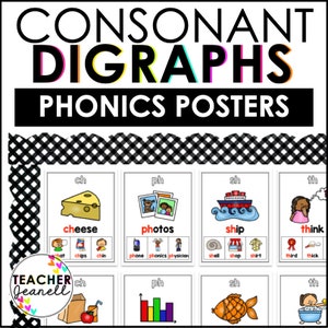Digraph Posters, Consonant Digraphs, Phonics Posters, Classroom Posters, Homeschool Resources