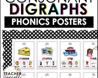 Digraph Phonics Posters | Consonant Digraph Charts for Reading | Phonics Classroom Decor | Printable PDF