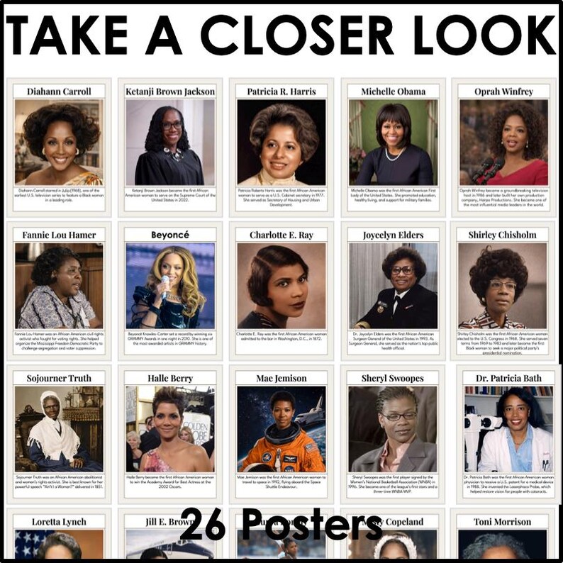 Women in Black History Posters, Women’s History Month Bulletin Board ...