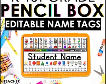 Pencil Box Name Tags Editable 1st Grade, Back to School Pencil Case Name Tag, Editable Pencil Box Labels, Student Name Tags