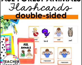 ASL Forest Animals Flashcards | Sign Language Animal Vocabulary | Printable ASL Animal Cards | PDF