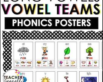 Long Vowel Posters, Phonics Posters, Vowel Teams, Vowel Pairs, Classroom Posters, Homeschool Resources