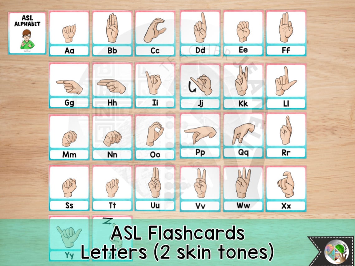 ASL Alphabet Flashcards ASL Printable American Sign Etsy