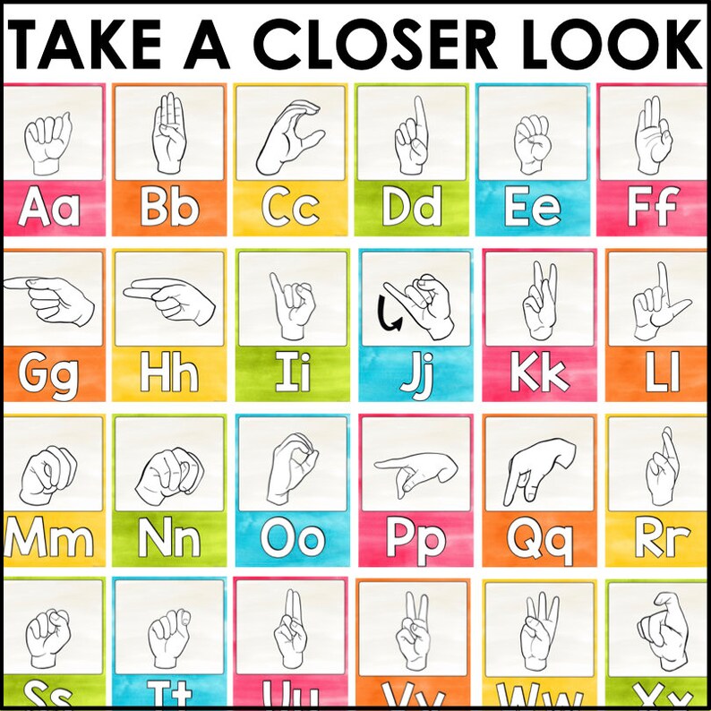 ASL Alphabet Posters, Sign Language Printable - Etsy