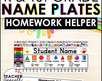 Student Desk Name Tags Editable, Student Name Plates, Homework Helper, Student Name Tags for Desk, Back to School Labels
