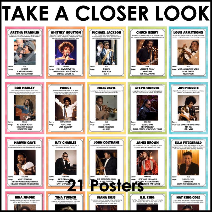 Famous Black Musicians Posters | Black History Month Bulletin Board ...