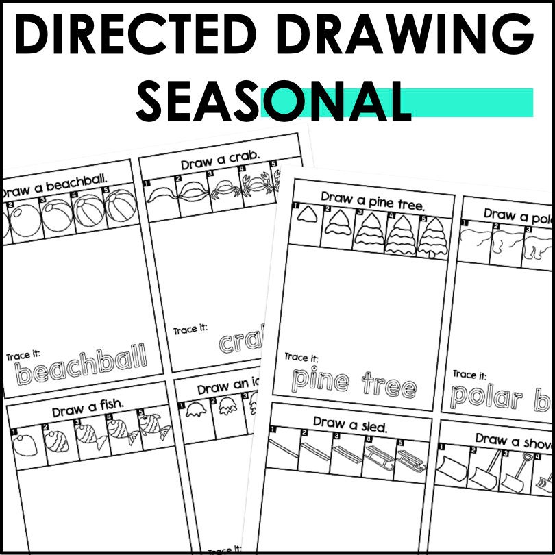 Seasonal Directed Drawing Cards: Fine Motor Skills, Art Activities (PDF ...