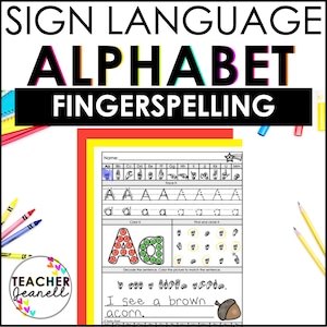 American Sign Language Printable, Fingerspelling Practice for Beginners, Alphabet Practice, ASL Preschool, ASL Homeschool