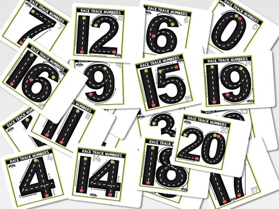 number cards race track number flash cards counting etsy