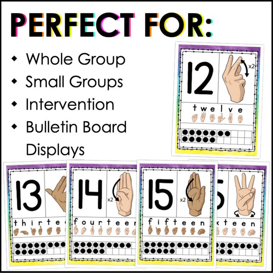 ASL Numbers Posters 0–20 | Sign Language Numbers With Ten Frames ...