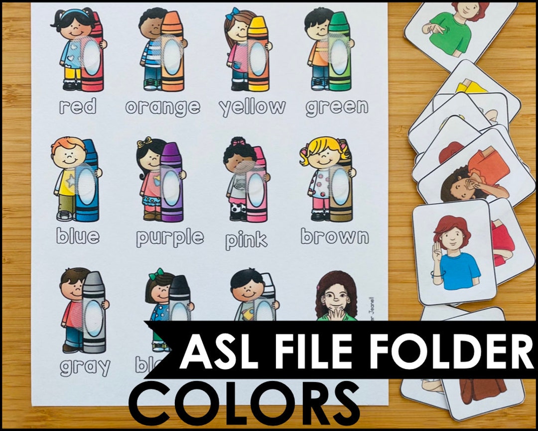 ASL Colors Matching Activity Color in ASL File Folder - Etsy Israel