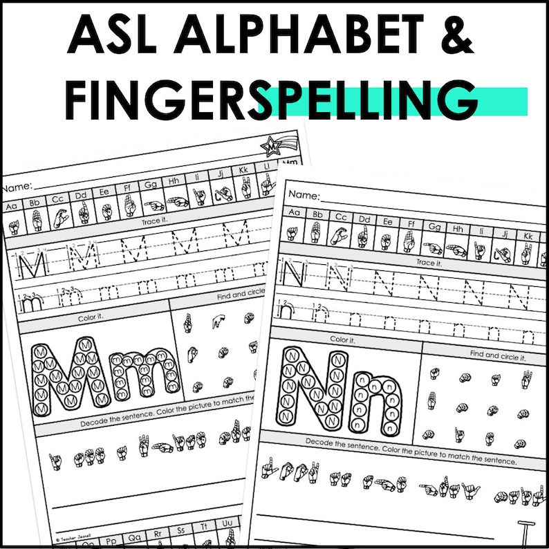 ASL Fingerspelling Practice: Alphabet Worksheets for Beginners (PDF) - Etsy