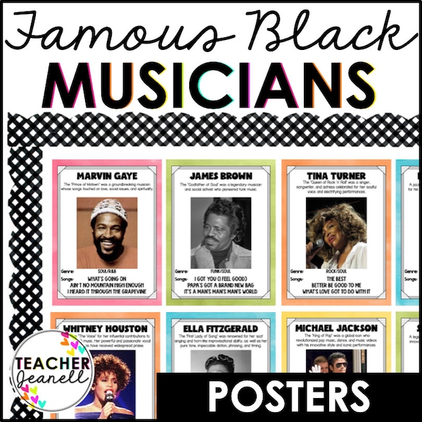 Famous Black Musicians of the 20th Century Bulletin Board and Posters | Black History Month Posters