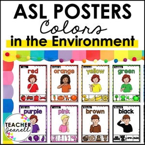 Colors in ASL Poster Set, ASL Posters, American Sign Language Classroom Decor, Sign Language Learning