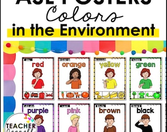 Colors in ASL Poster Set, ASL Posters, American Sign Language Classroom Decor, Sign Language Learning