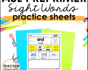 May include: A black and white printable worksheet for learning sign language. The worksheet features the word "and" written in black text and includes activities such as tracing, spelling, and signing the word.
