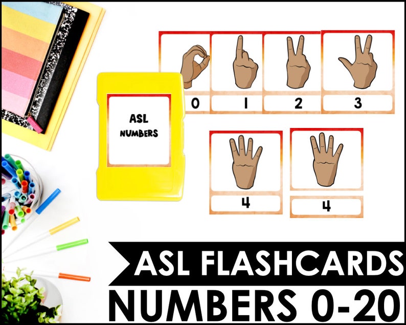 ASL Numbers Flashcards ASL Printable American Sign Language Etsy UK