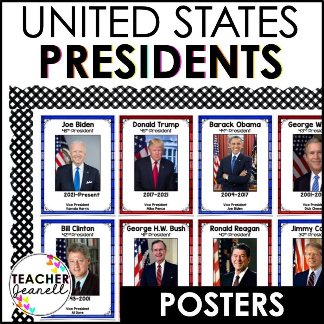 U.S. Presidents Poster Set, Presidents Day Bulletin Board, American Presidents Poster Set - Etsy