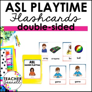 ASL Flashcards, ASL Playtime and Sports Flash Cards, American Sign Language, Homeschool Resources, Sign Language Flashcards