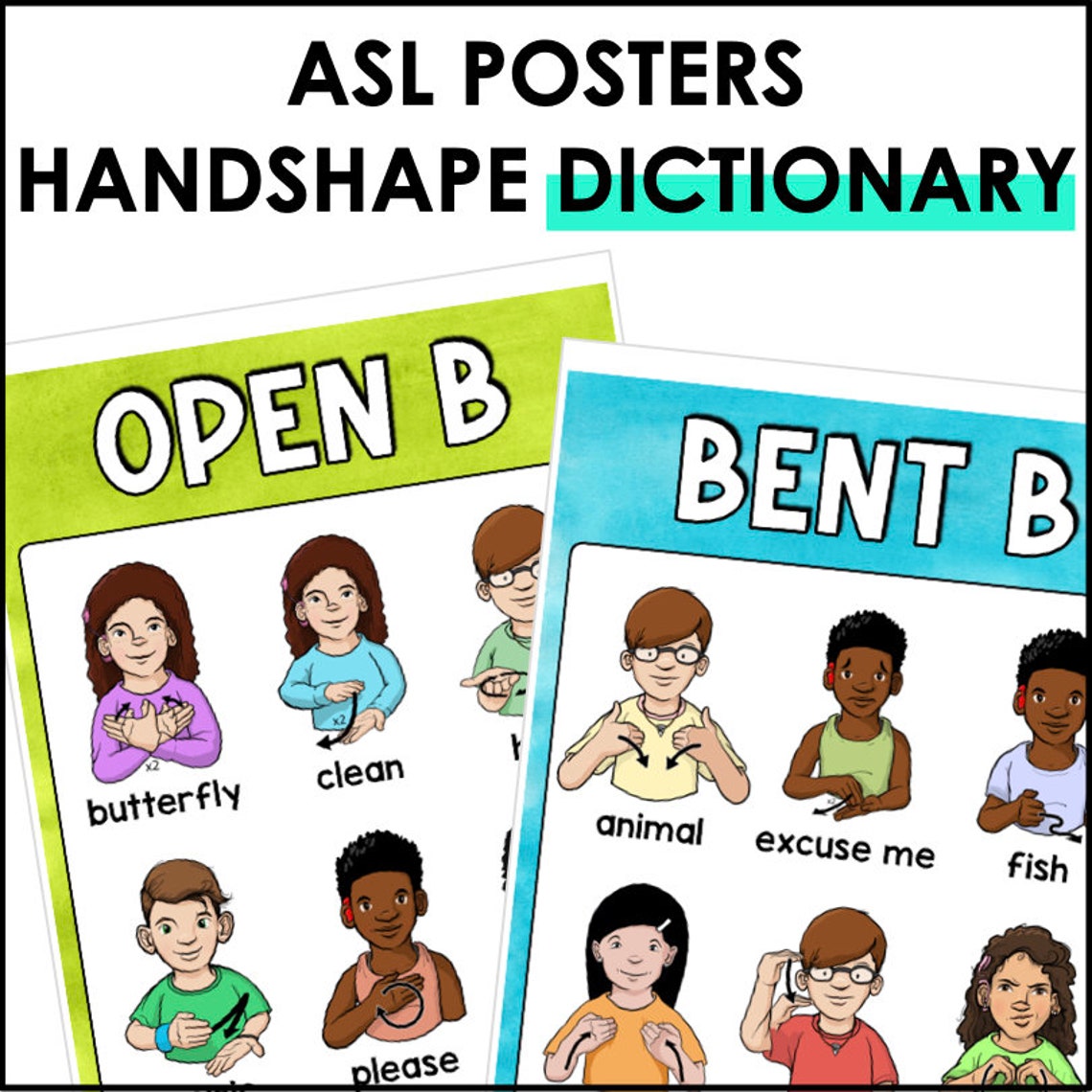 ASL Handshape Dictionary Posters | Sign Language Handshapes Reference ...
