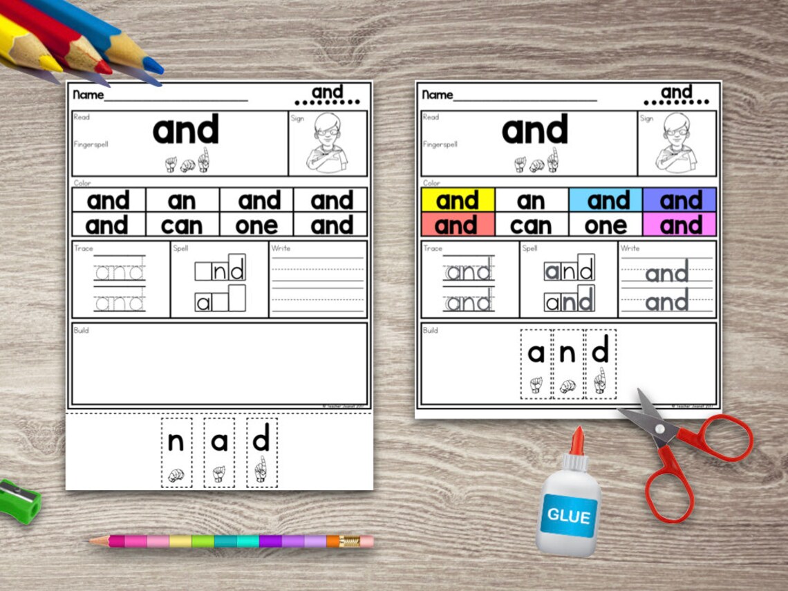 ASL Sight Word Practice Worksheets Pre-Primer Sign Language | Etsy