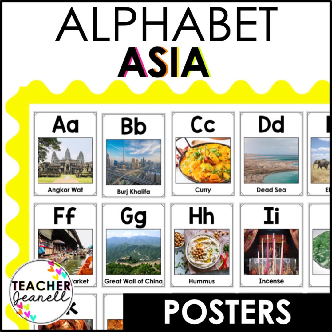 Alphabet Posters Asia Themed, A-Z Asia AAPI Poster Set, Alphabet Asia ...