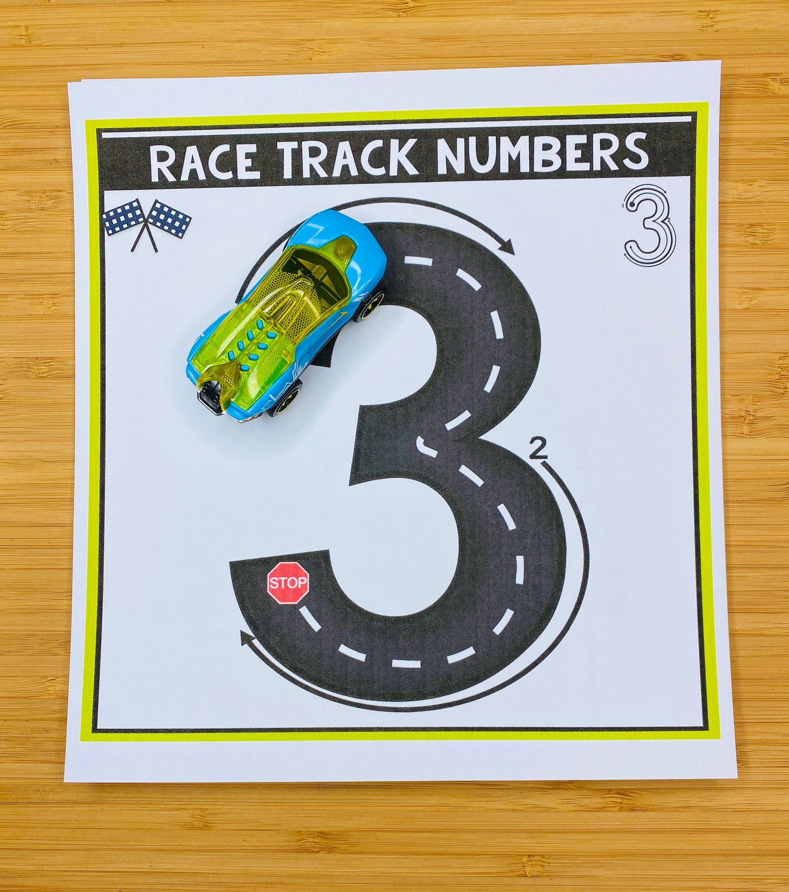 Number Cards Race Track Number Flash Cards Counting Etsy