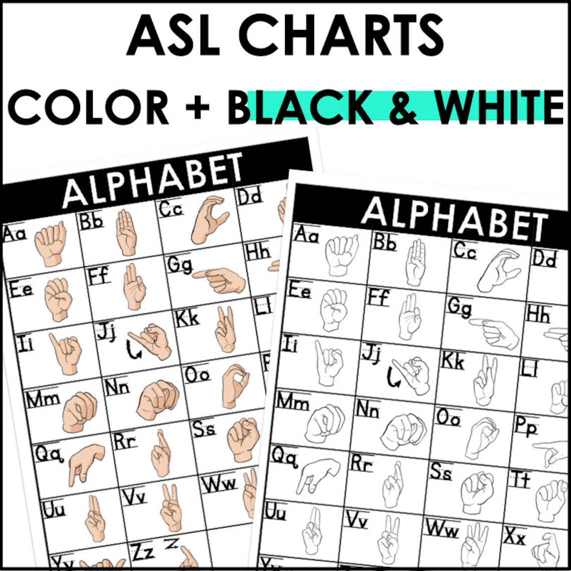 ASL Alphabet Chart | Fingerspelling Reference Poster | Printable Sign ...