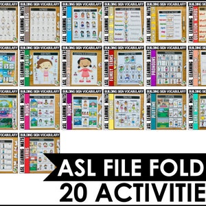 ASL 幼稚園、ASL ゲーム ファイル フォルダー、手話幼稚園カリキュラム補足、ASL 学習マット、夏期復習、ホームスクール