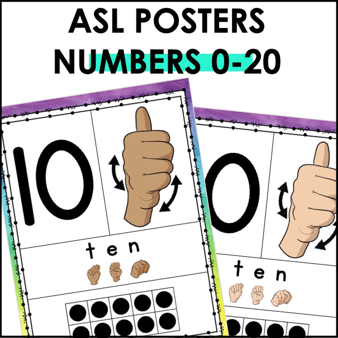 ASL Numbers Posters 0–20 | Sign Language Numbers With Ten Frames ...