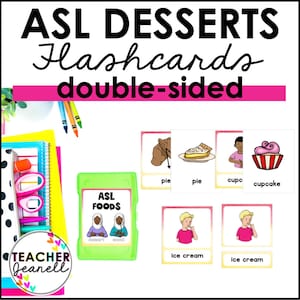 ASL Snacks and Desserts Flash Cards, American Sign Language, ASL Flashcards, Homeschool Resources, Sign Language Flashcards