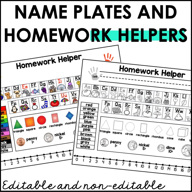 Homework Tags Editable Desk Name Plates | K–1 Homework Helper | Printable Student ...