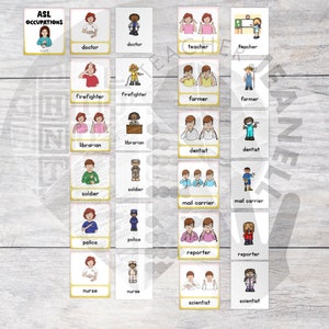 ASL Occupations Flashcards: American Sign Language Learning (PDF) - Etsy