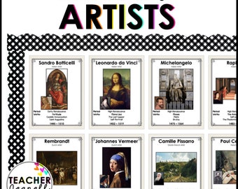 Famous Artists Posters | Art History Classroom Decor | Artist Biography Posters | Art Room Wall Art | Printable PDF Set