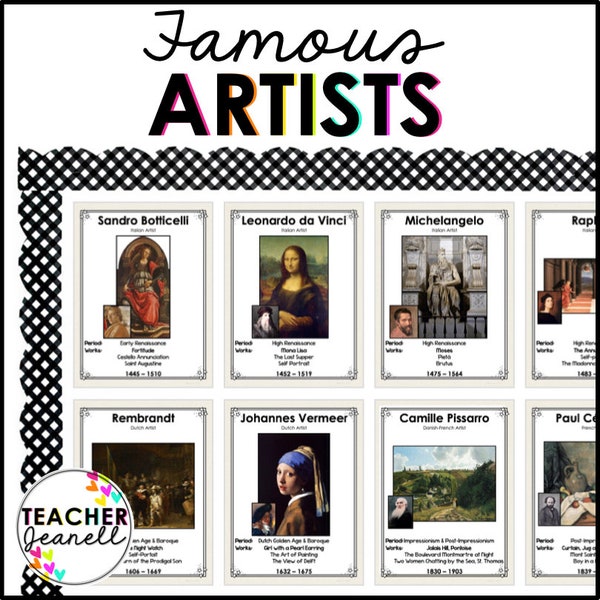 Famous Artists Posters, Famous Art Prints, Famous Paintings, Art History Classroom Posters
