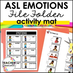 ASL Feelings and Emotions Matching Activity, ASL Emotions File Folder Activity, Busy Book, Homeschool Activity, Digital Download
